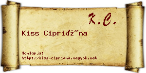 Kiss Cipriána névjegykártya